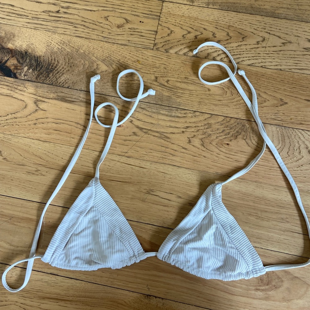 White Ribbed Bikini Top